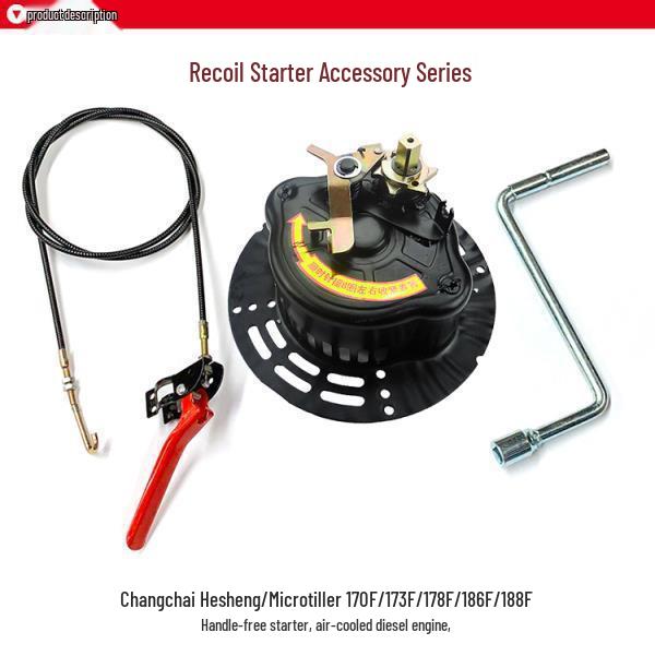 Hand-Cranked Mini Tiller Starter for 170F, 178F, 186F Air-Cooled Diesel Engines