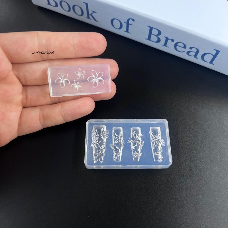3 st/set Silikonform för Nageldekor 3D Blommönster med Snidningspenna Vårblommor Blommig Manikyr DIY Dekorationsverktyg