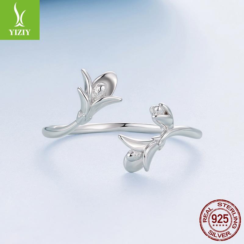 Exquisite Lavender Open Ring Women'S Romantic Elegant Flower S925 Sterling Silver Ring Jewelry