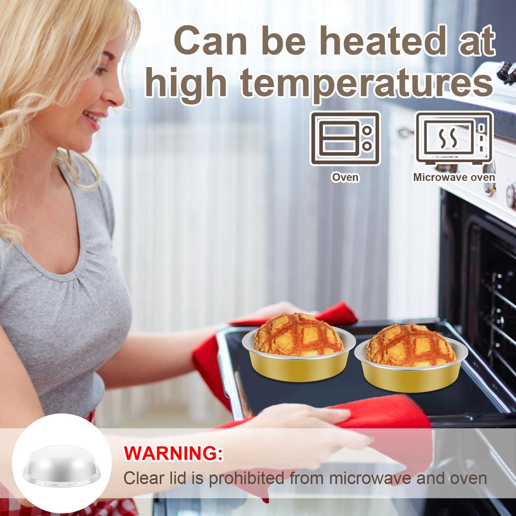 50Pcs Mini Cake Pans with Lids and Spoon 230ml Non Stick Foil Baking Box Kitchen Tools Ramadan Mini Bread Muffin Tins Loaf Pans