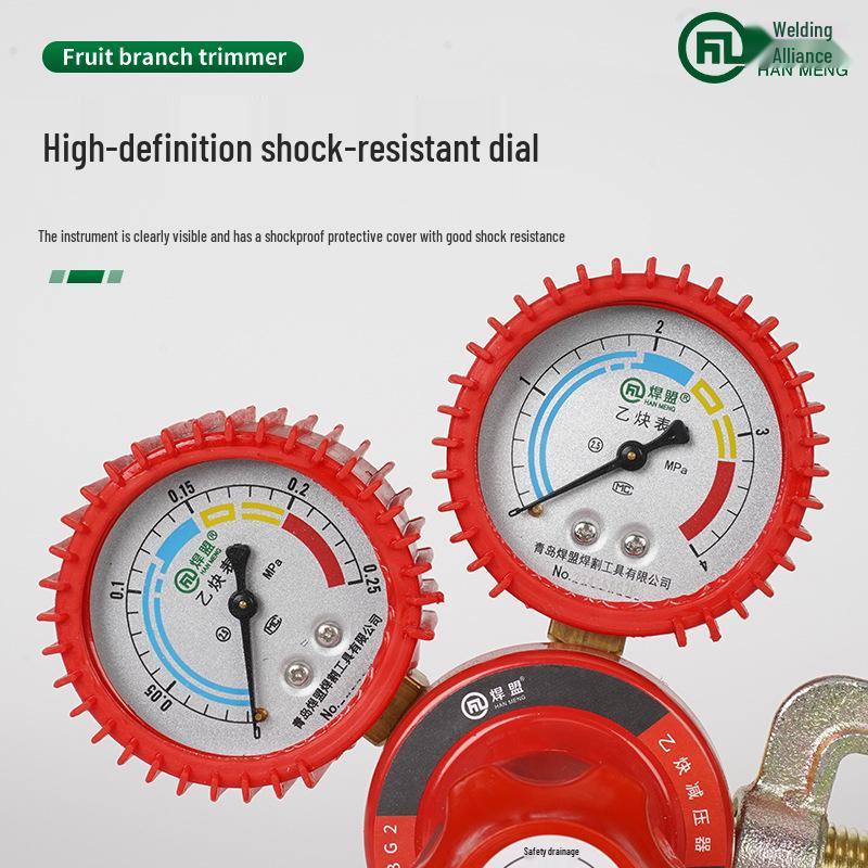 Shockproof Acetylene Regulator Valve with Leakproof Pressure Gauge