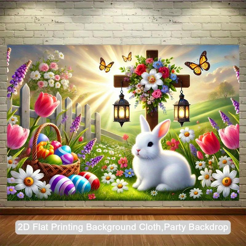 1 2D Flat Piece, Easter Cross, Background Cloth Flag, Party Background Tapestry, Indoor and Outdoor Banner Decoration