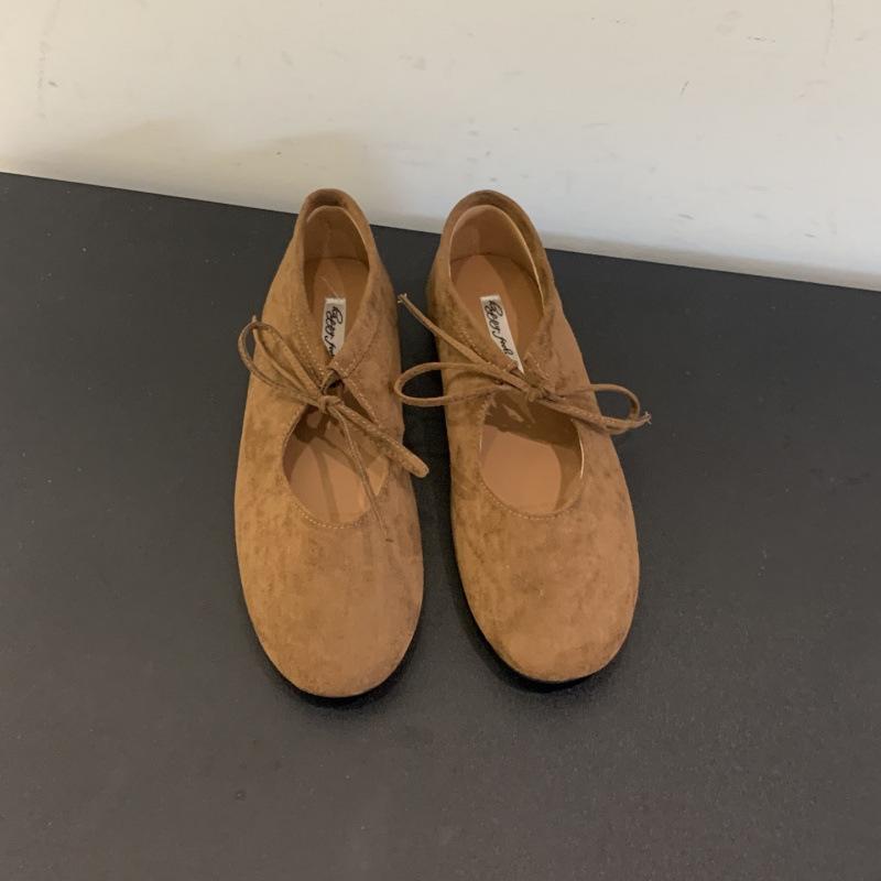 

2025 new lace-up bow ballet shoes soft-soled versatile small single shoes women s Mary Jane shoes 40