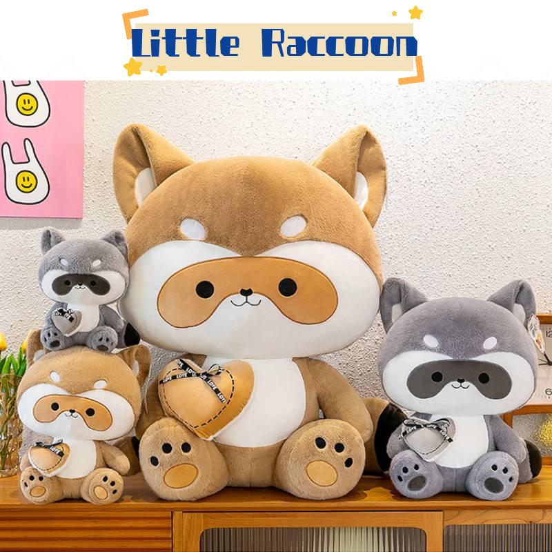 Plush Sitting Raccoon Doll Stuffed Animal Bedtime Companion Room Decor Kid Gift