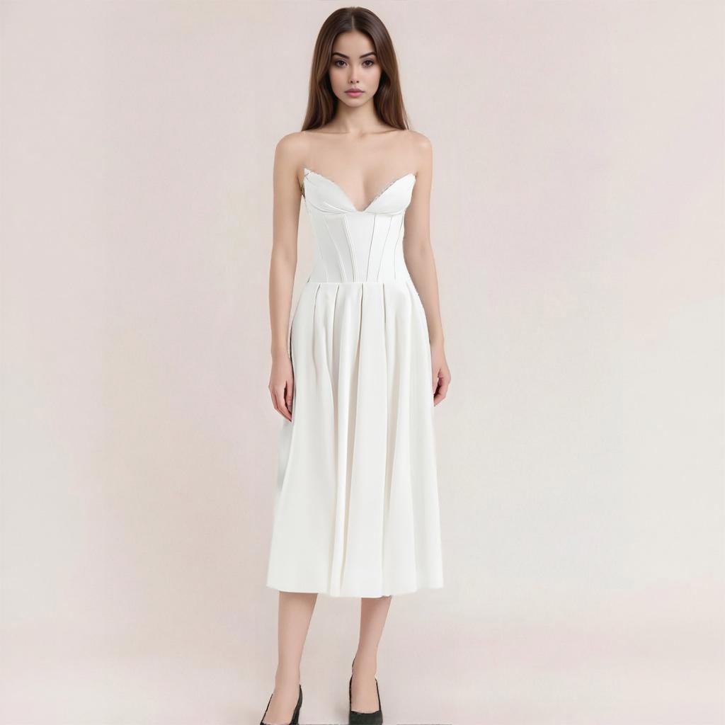 Ladies Summer Temperament With Breast Fish Sexy Slim Fishtail Fishtail Skirt Long Solid Color Dress