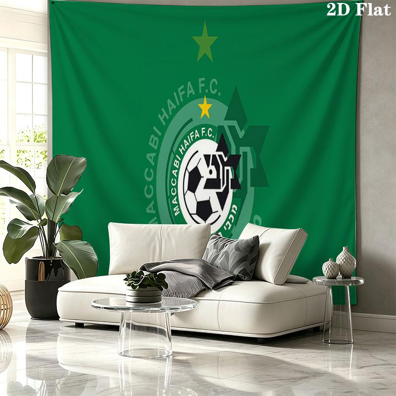 Maccabi Haifa Wall tapestry, aesthetic printed fabric blanket, suitable for bedroom, living room, and home decor.