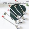 6Pcs Coffee Spoon Mixing Scoops Stirring Spoons Stainless Steel Spoon Christmas Gift Box Set  Party Table Ornaments Coffee Spoon