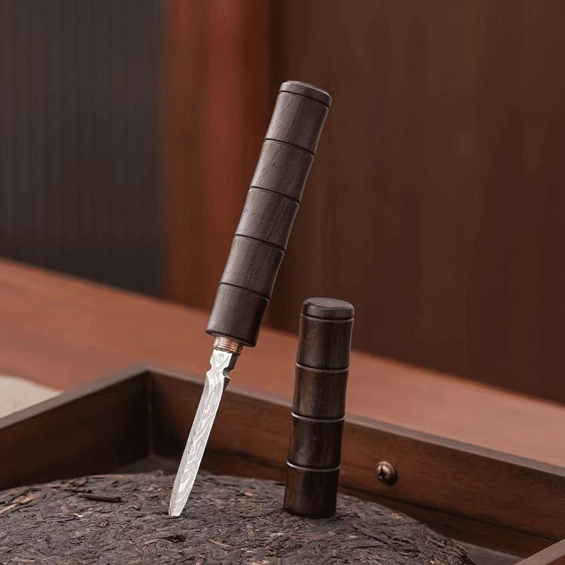 Ebony Damascus Tea Knife High-end Solid Wood Kung Fu Tea Set Accessories Pry Tea Tool Tea Opener Pu'er Tea Knife