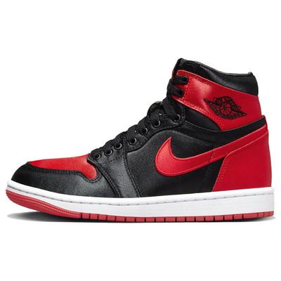 Air 1 Retro High OG Satin Bred 2023 Damskie Trampki Czarne Uniwersyteckie-Czerwono-białe FD4810-061