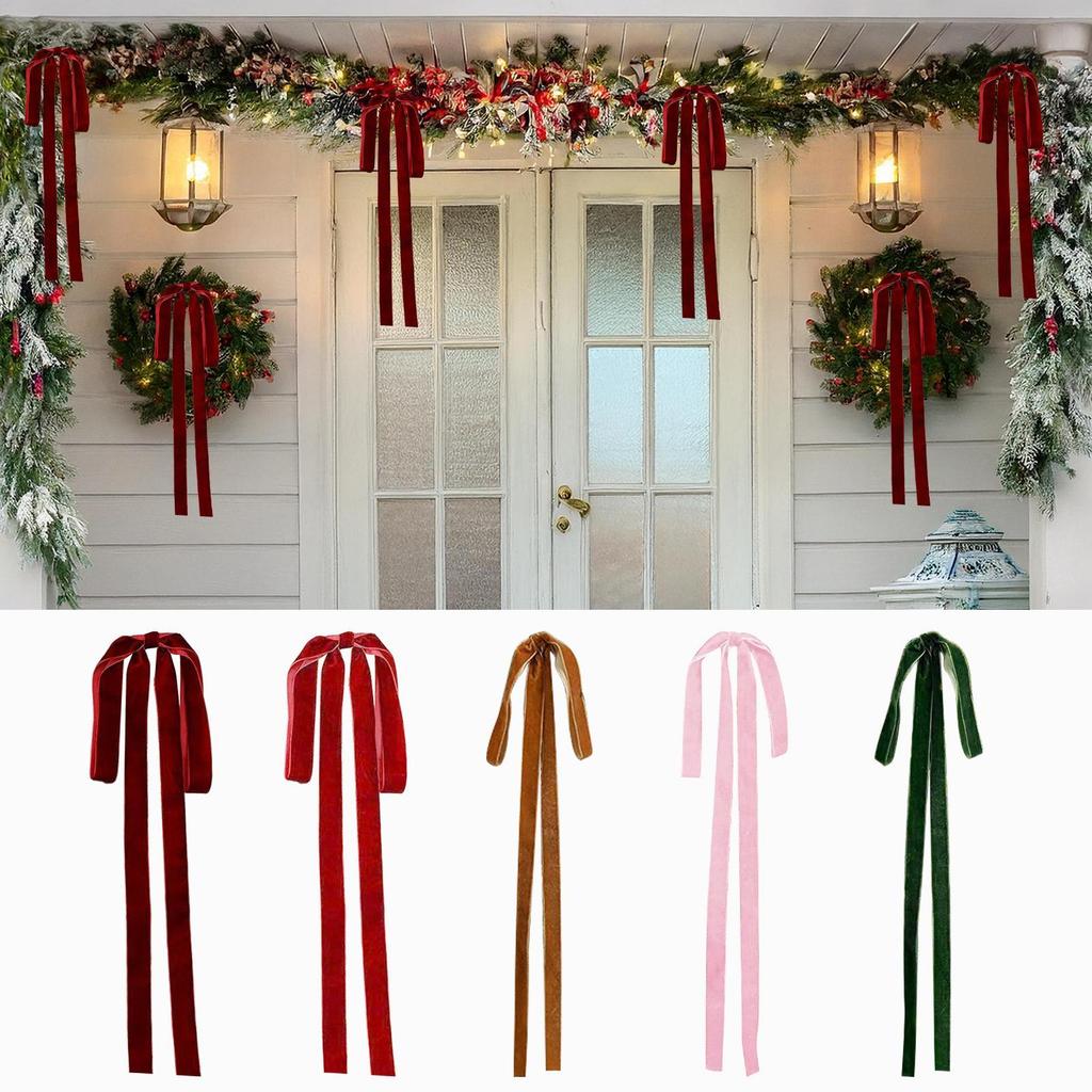 Christmas Trees Bows 6Pcs Christmas Decorative Wrapping Pull Bows For Christmas Tree Decoration Front Doors Outdoor Activities