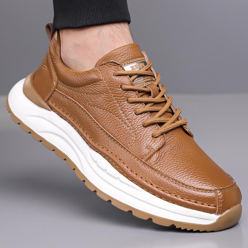 

Мужские осенние кроссовки из нескользящей кожи 2025 года - Легкая подошва, Модные и мягкие повседневные туфли из коровьей кожи 40