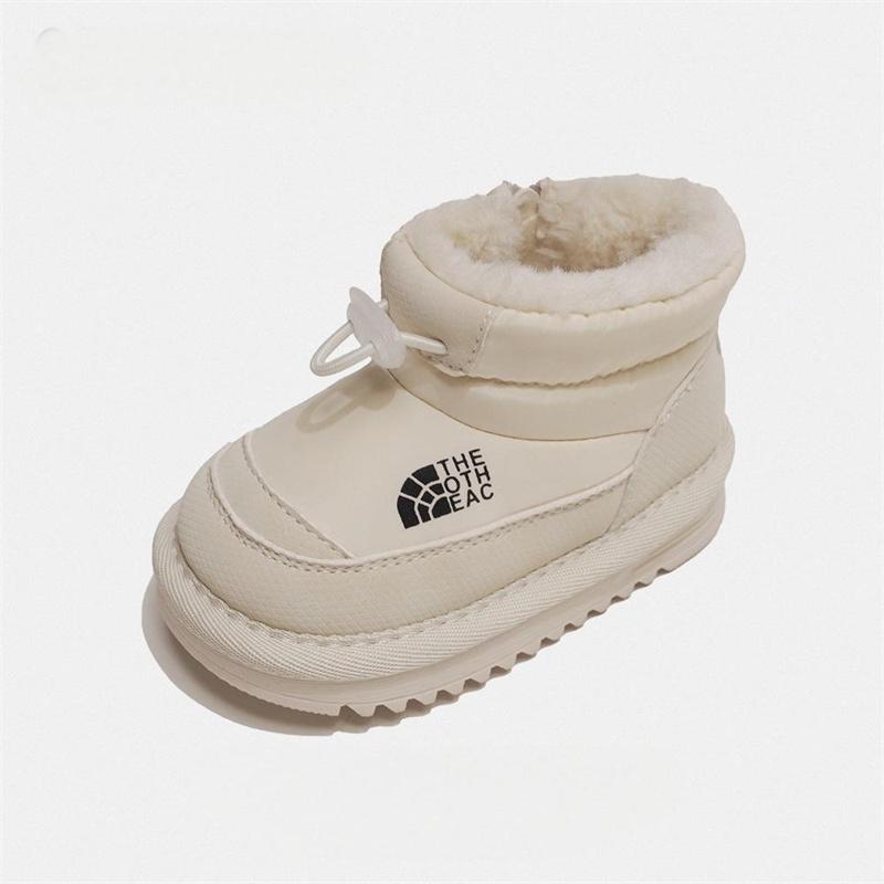 Baby Schneestiefel mit Plüsch und verdickt Winter Neuer Stil Jungen Weichsohle Schnee Baumwolle Mädchen Warme und Wasserdichte Baumwollschuhe 26 beige