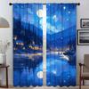 Sky and Ocean Elegant Room Curtains 2 Pieces Tulle for Bedroom Shades Halloween Decoration Living Room Curtain Partition Kitchen