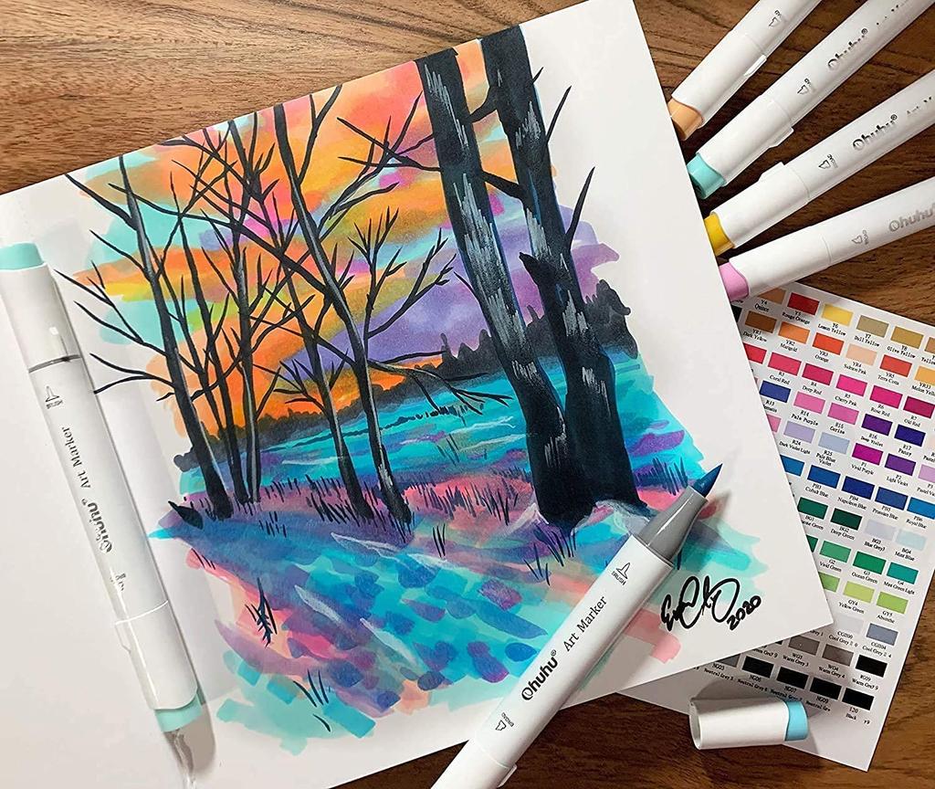 Ohuhu Heavyweight 200gsm 175mm x Mini Suitable for Colored Alcohol Illustration and and Christmas Gift Sketchbook, Paper, 165mm, Marker-Ready,