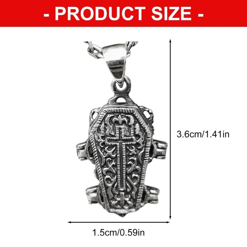 Skull Crucifix Coffin Necklace Unique Gothic Charm With Mysterious Detailing For Edgy Style And Costume Accessories