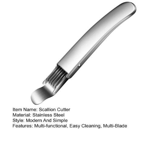 Nůž na jarní cibulku z nerezové oceli, nůž na nasekanou jarní cibulku, vícečepelový nůž na bylinky, multifunkční kuchyňský nůž na strouhání zeleniny, cibule, česneku
