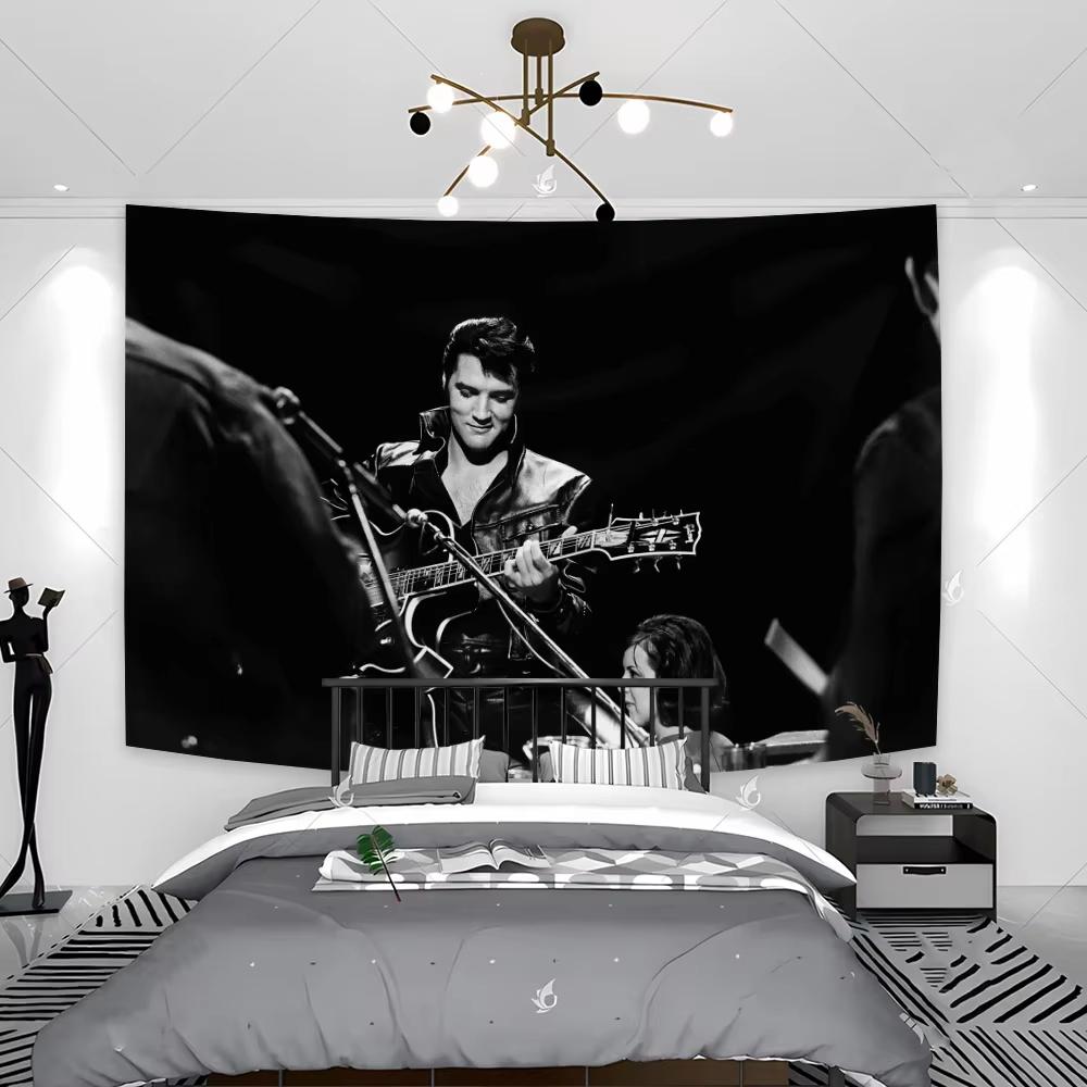 Král Rock and Rollu Nástěnná tapiserie Elvis Presley Hudební zpěvák Hippie Závěsná dekorace na zeď Bohemské domácí dekorace Textilní dekorace na zeď
