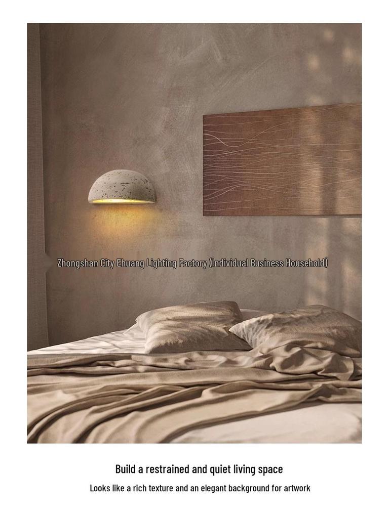 Wabi-Sabi Gelbe Travertin Nachttischlampe: Retro-Stil für Schlafzimmer & Wohnzimmer