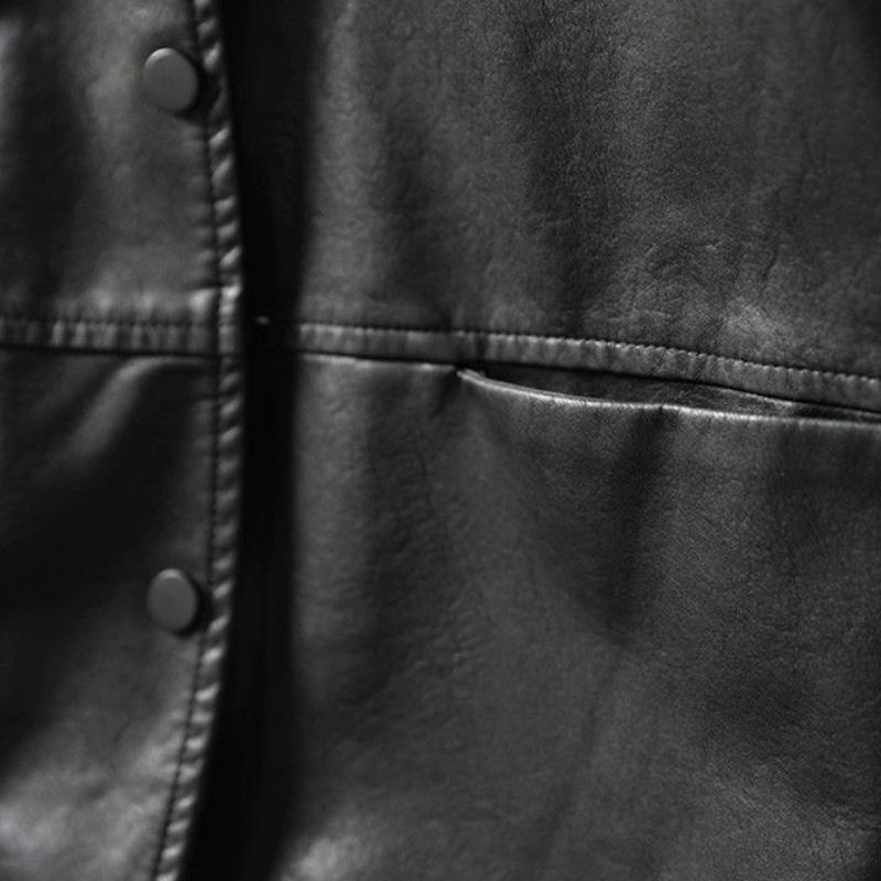 Leather Coat for Women Thickened Plush Autumn Winter Oversize Loose Casual Cotton Jacket