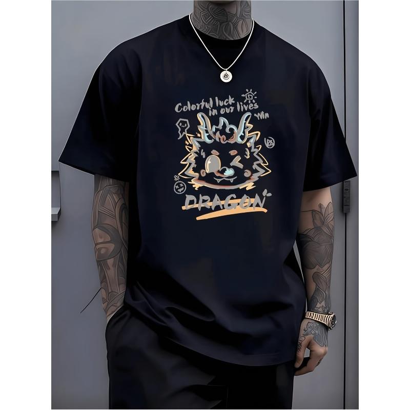 

European Size Made Of A Round Neck Short Sleeved TShirtMen sTShirtCreative Printing PatternSimple Design Soft And Comfortable XL чорний