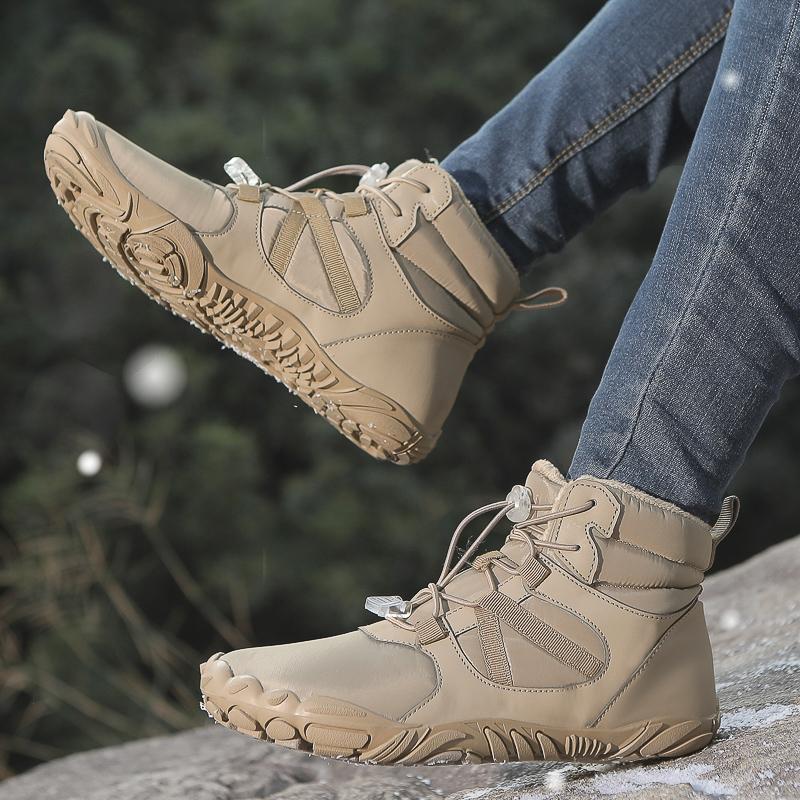 Winter Trekking Snow Boots Warm Fur Lined Snow Boots Barefoot Boots Outdoor Water Resistant Ankle Booties Men Women Hiking Boots