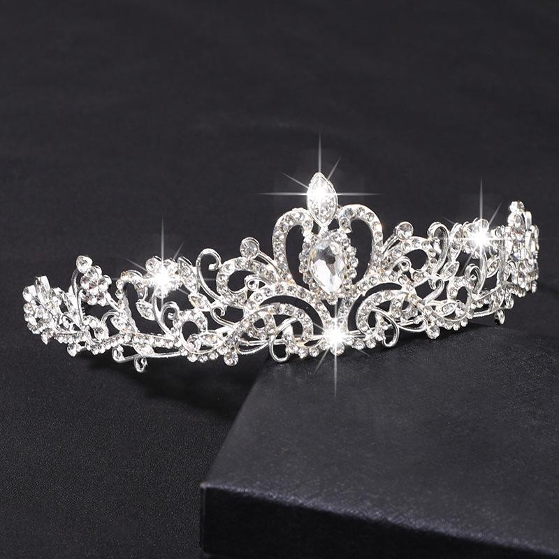 High-End Crown Headgear Princess Children'S Light Luxury Crystal Crown Birthday Gift Girls June 1 Performance Crown Hair Accessories