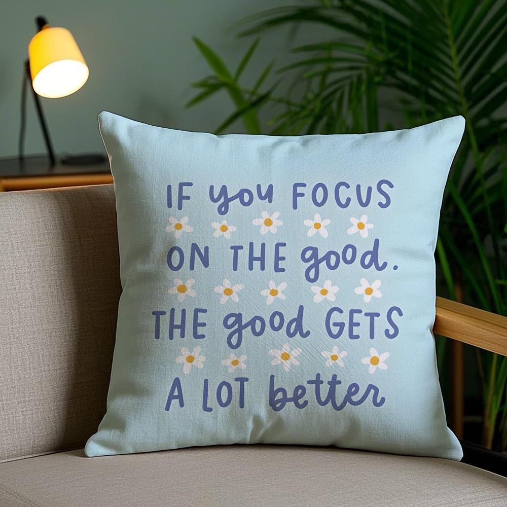 Encouraging Text Cushion Cover Soft Short Plush Double-Sided Printing Home Decor Machine Washable Pillow Case Gift