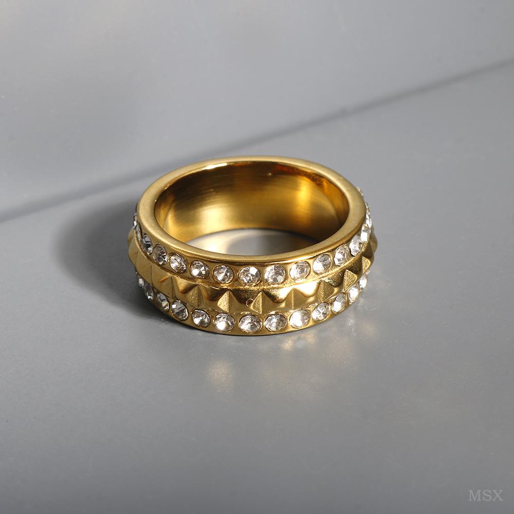 Stainless Steel Ring for Women Inlaid Zircon Rings Waterproof Romantic Fashion Jewelry