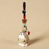 Weave Rope Wooden Carved Cat Keychain Beads Car Keyring Fashion Wood Kitty Dolls Pendant  Students