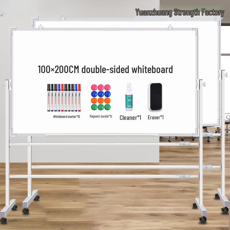 Double-Sided Magnetic Whiteboard & Chalkboard with Mobile Stand for Home, Teaching, and Office Use