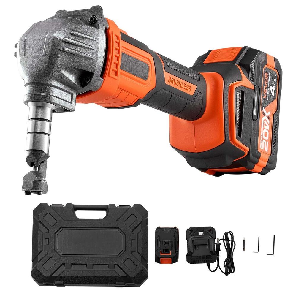 Cordless Metal Nibbler, with 20 V 4000 mAh Battery, 2200 RPM Efficient Brushless Motor, Electric Nibbler Metal Cutter with Plastic Carrying Case for