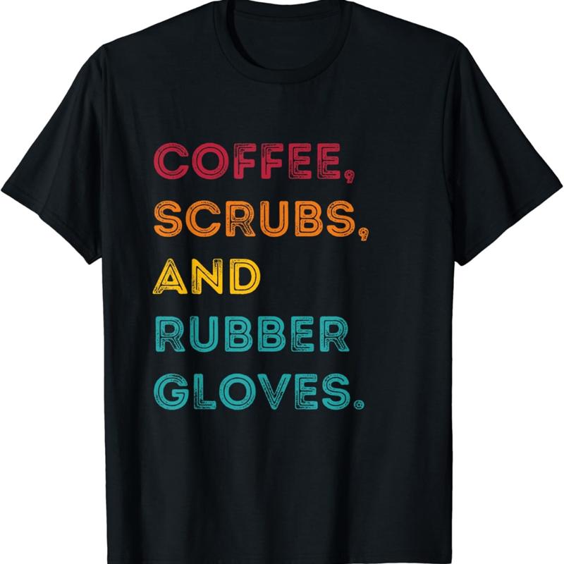 Funny Retro Coffee Scrubs Rubber Gloves Nurse Doctor Medical T Shirt S разноцветный