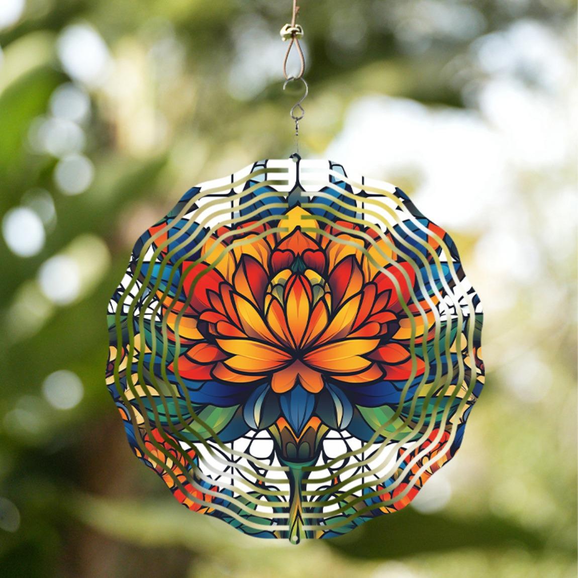 

Metal Wind Chime 25.4 Inch Lotus Flower Design Colorful Garden Decor for Patio Outdoor All Seasons No Electricity Needed Durable Hanging 01A