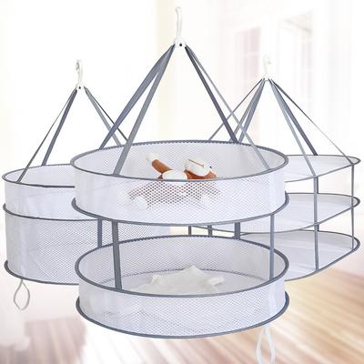 1/2 Layer Clothes Dryer Basket With Hanging Hook Fine Mesh Polyester Household Towels Baby Sweater Drying Rack For Home