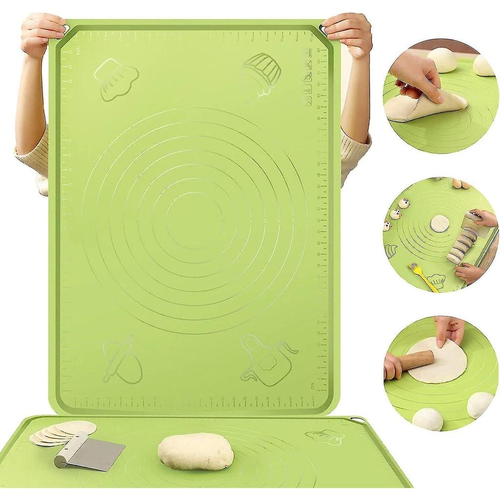 Silicone Mat Dough Bread Baking Mat Kitchen Large with Dough Cutter & Rolling Pin Pack of 3