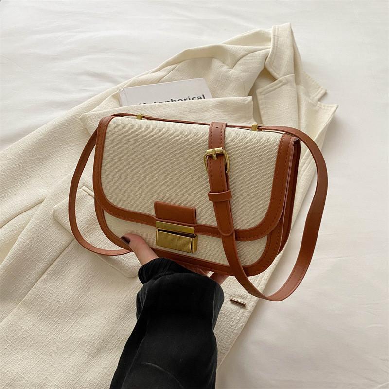 Trendy Korean Crossbody Women's Bag 2024 Fashionable Retro Color Block Design