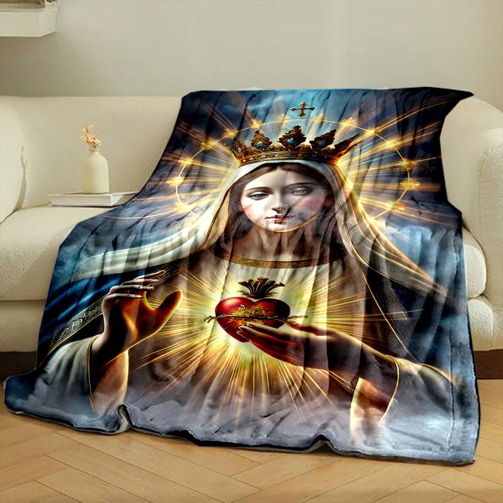 Sacred Heart Virgin Mary Blanket  Printed Blanket for Living Room Bed Couch lunch break Soft Cozy Blanket for Friend's festival Gift