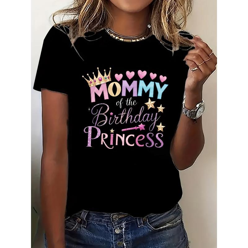 European Size Casual Pink Sparkling Ladies' Short Sleeve T-Shirt | Comfortable Breathable, Perfect for Birthday Parties