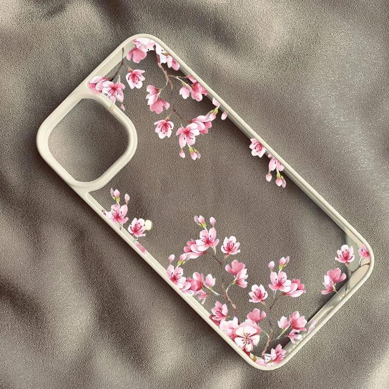 Cherry Blossom Transparent Phone Case For iPhone 17 Air 16 15 13 12 11 Pro Max Pro Plus Protective Antii-Scratch Funda Cover