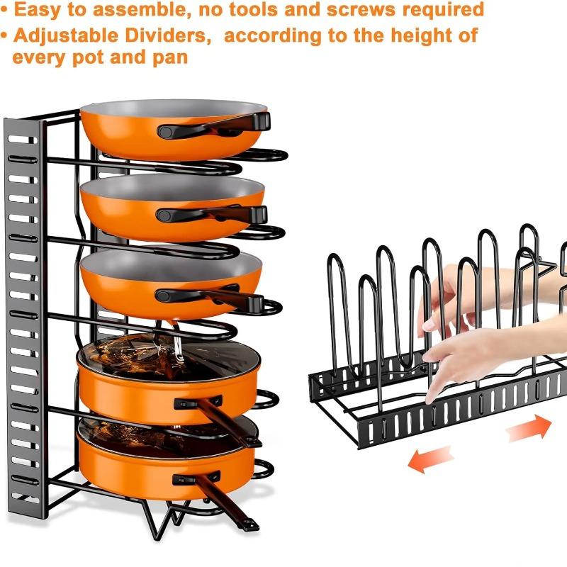 5/8 layer Pots Pans Organizer for Cabinet Upgraded Pots and Pans Organizer Rack for Kitchen Storage Pot Lids Organizer rack