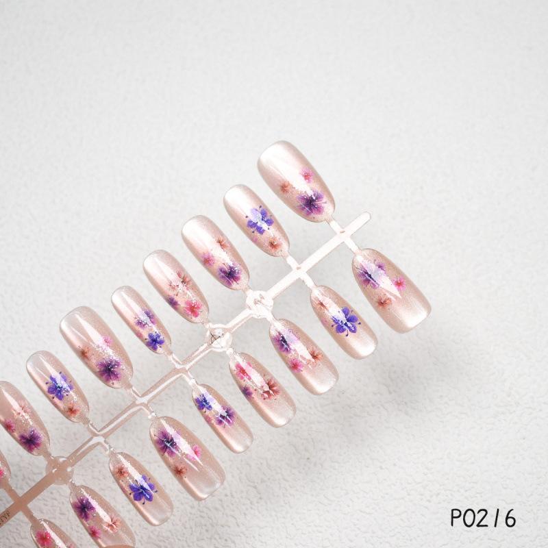 Three-Dimensional Dried Flower Cat'S Eye Nail Art, Long Japanese Dried Flower Nail Art, Full Size Wearing Nail Xiaohongshu Model