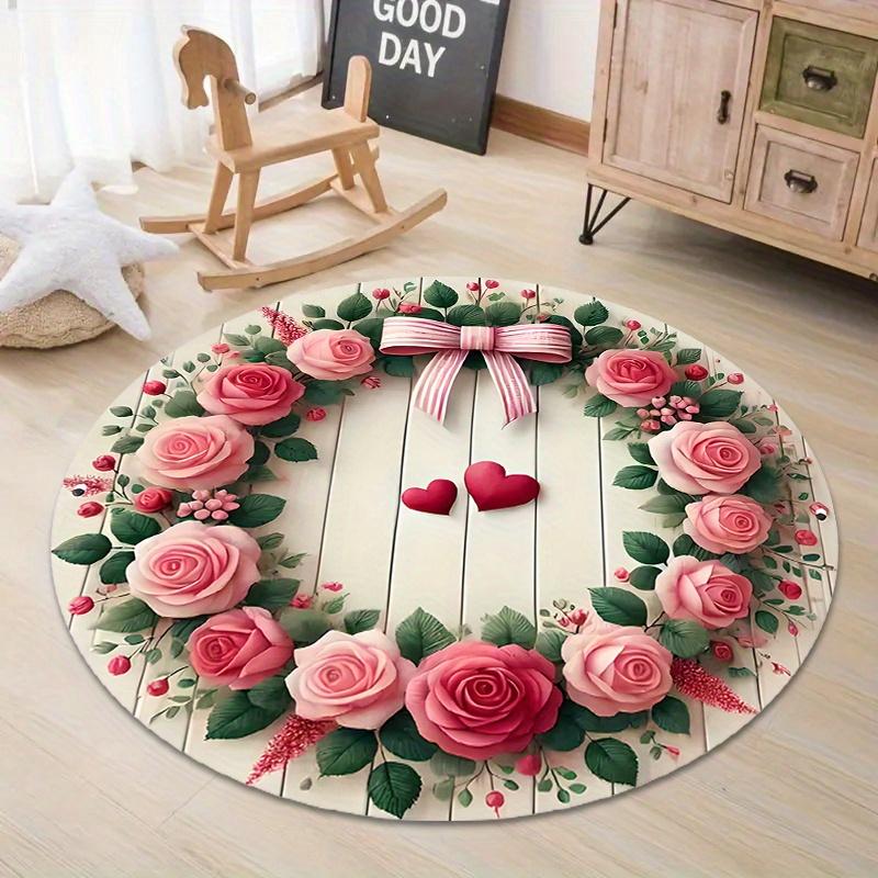 

Романтическое кольцо с принтом розовой розы, круглая напольная подставка для Дня святого Валентина, спальни, гостиной, домашнего декора 60cm