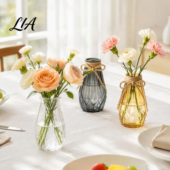 Clear Bud Vase Decorative Flower Vase, Transparent Glass Style Holder for Home Amber Decor, Modern Thickened Floral Container Fresh And Dried Flowers
