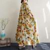 Short Sleeve Plus Size Cotton Vintage Floral New In Dresses for Women Casual Loose Long Summer Dress