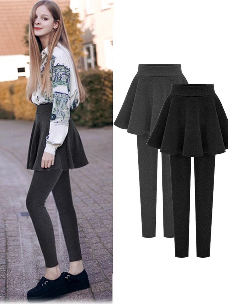 Women's Spring/Summer 2026 Short-Leg Thin Leggings with Faux Two-Piece Skirt