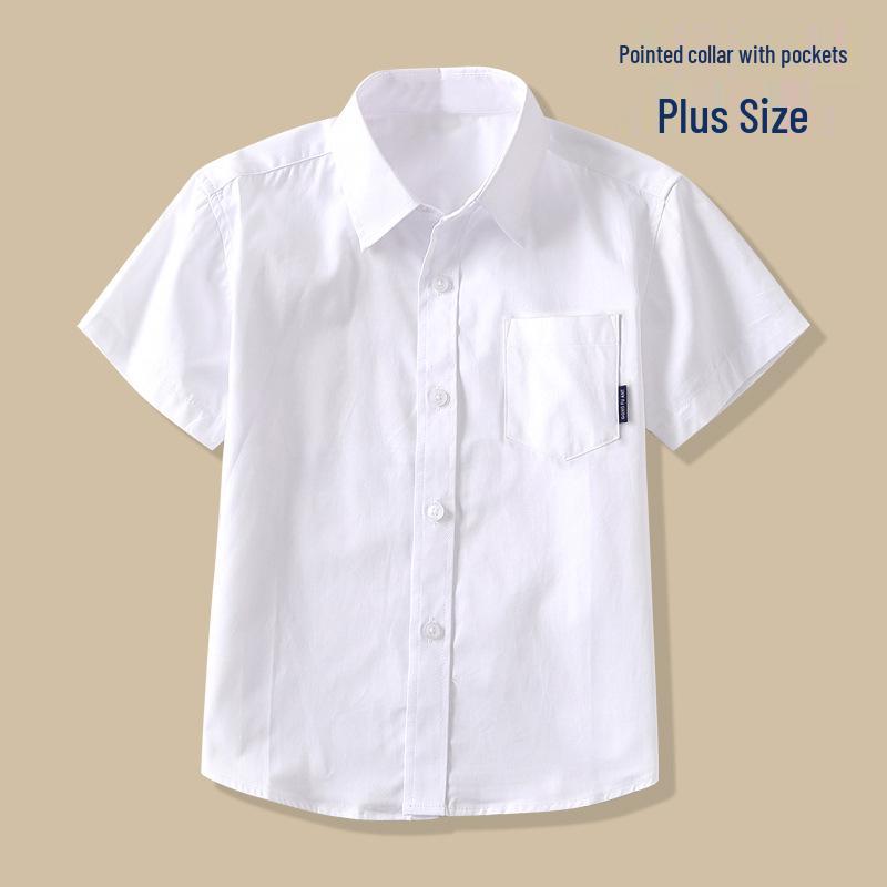 Kinder Kurzarm Weißes Baumwollhemd - Sommer Schuluniform für Jungen und Mädchen