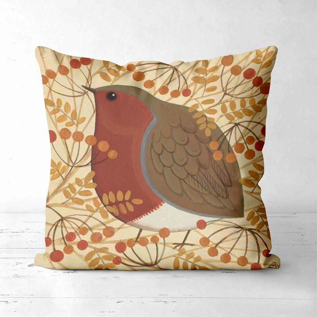 Autumn Bird Patterned Cushions For Home Decor Polyester Pillowcase, Sofa Decorative Cushion Cov Headboard Pillow