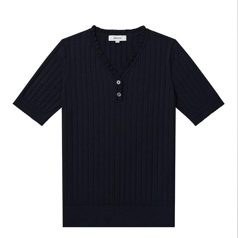 HAZZYS Women's V-Neck Slim Fit Short Sleeve Knit Top