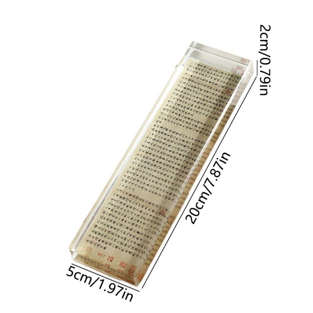 Pressing Paper Flat Clear Crystal Paperweight Rectangle Crystal Weight Ruler  Calligraphy Supply