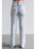 2025 Damen High Waist Gewaschene Weite Bein Jeans mit Großen Rissen und Micro Flare